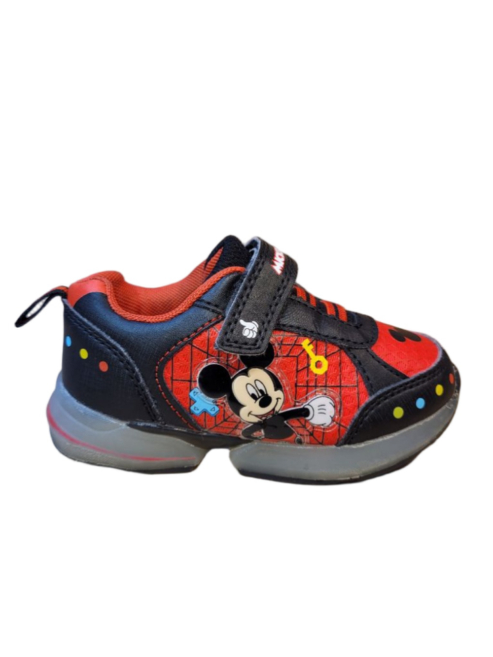 Disney Mickey Mouse Toddler Boys Light-Up Black and Red Slip On Athletic Shoes